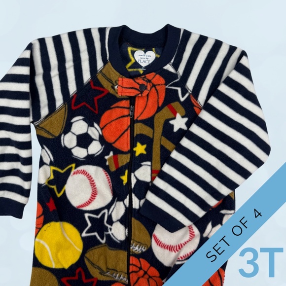 The Children's Place Pajamas Size 3T Set of 4 Boys Fleece Pajamas - Picture 3 of 9